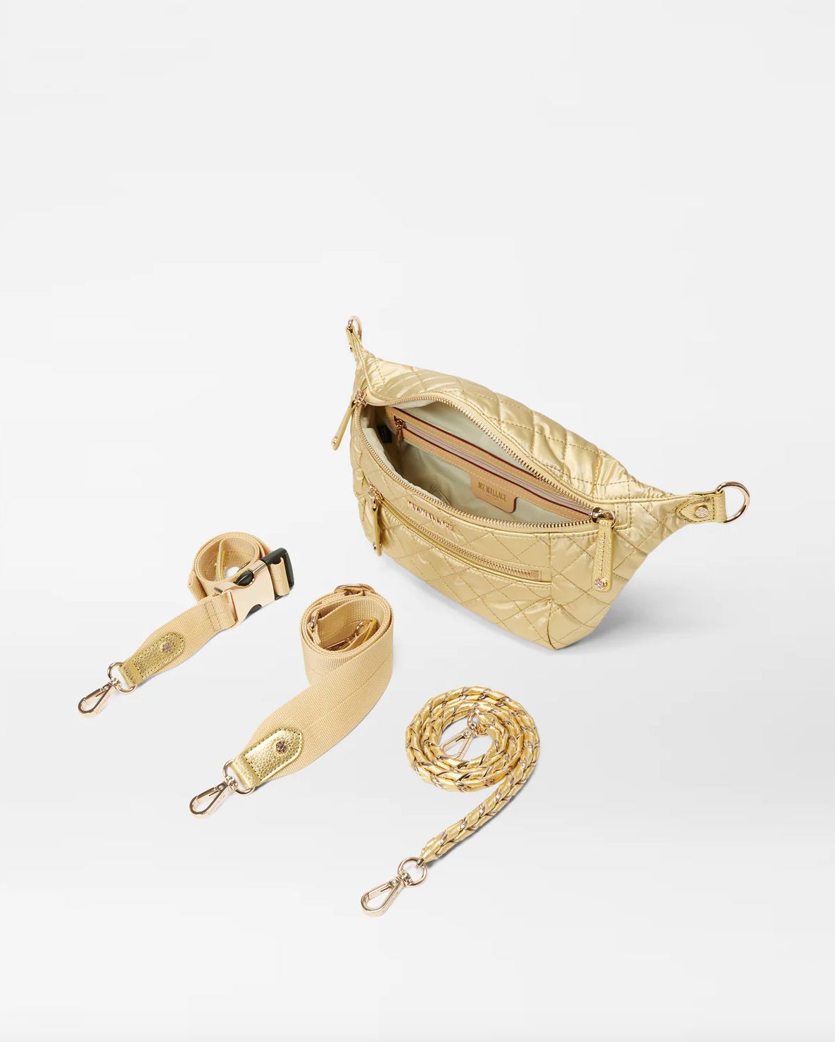 MZ Wallace Small Crosby Crossbody Sling in Light Gold Pearl Metallic