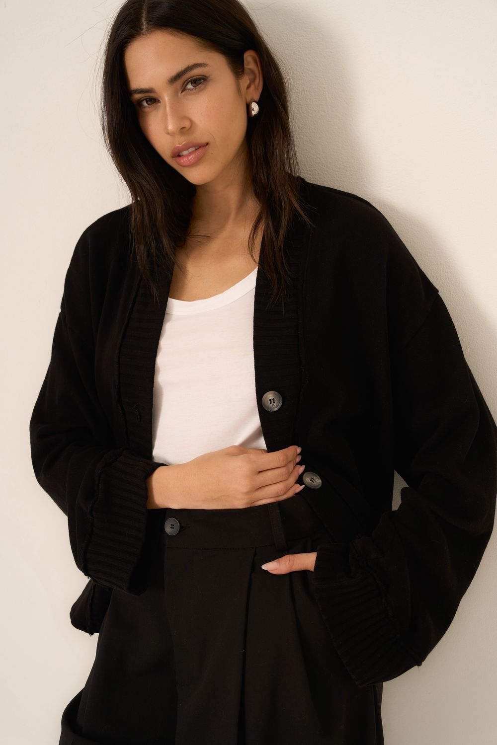 Project Social T Romy Button Front Cardi