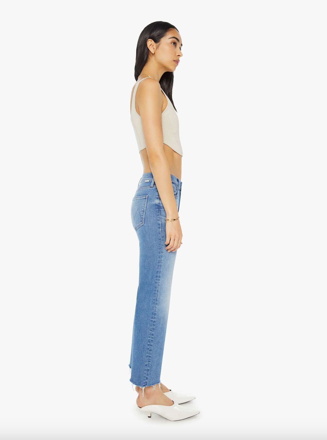 Mother Mid Rise Rambler Zip Ankle Fray Jean in Enjoy the Ride