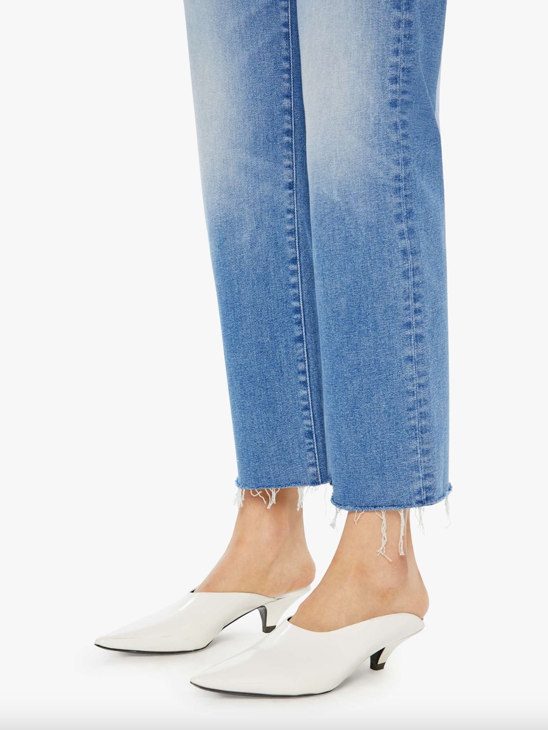 Mother Mid Rise Rambler Zip Ankle Fray Jean in Enjoy the Ride
