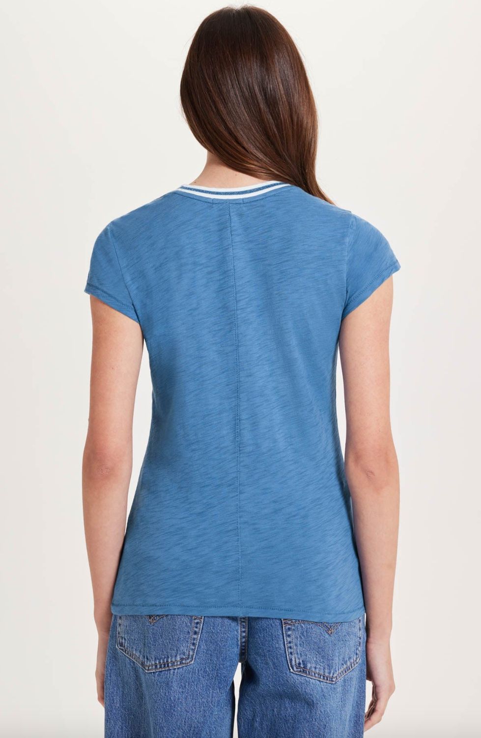Goldie Metallic Tipped Ringer Tee in Riverside