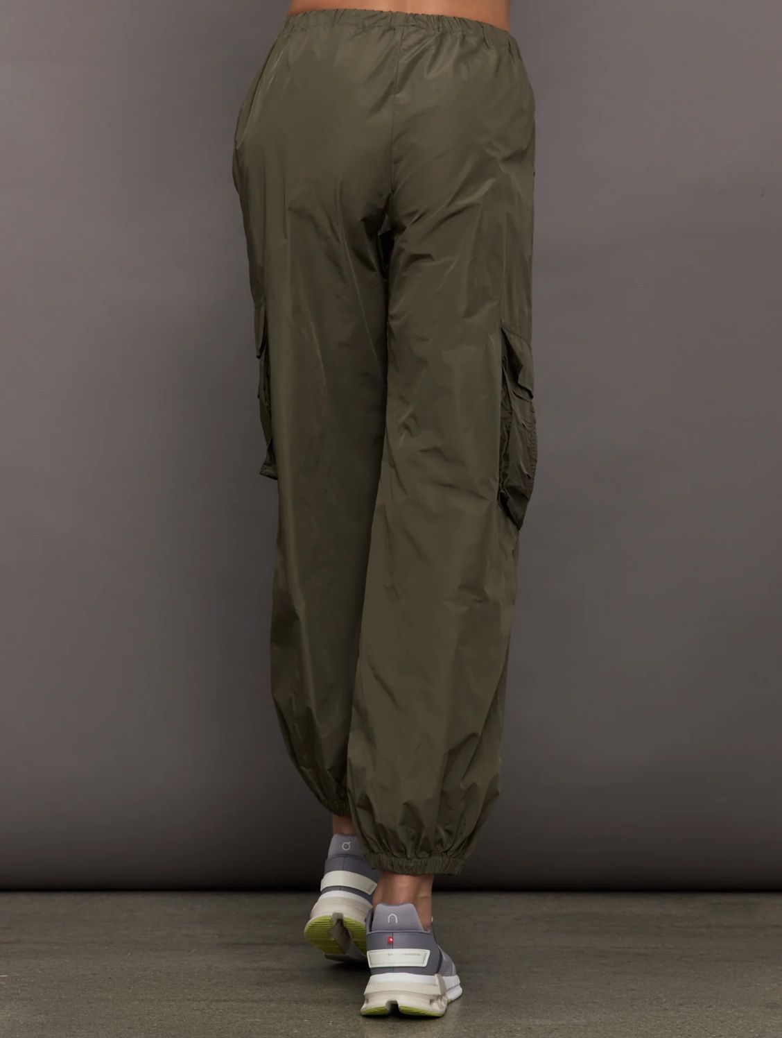 THEO The Label Theia Taffeta Cargo Pant in Army Green