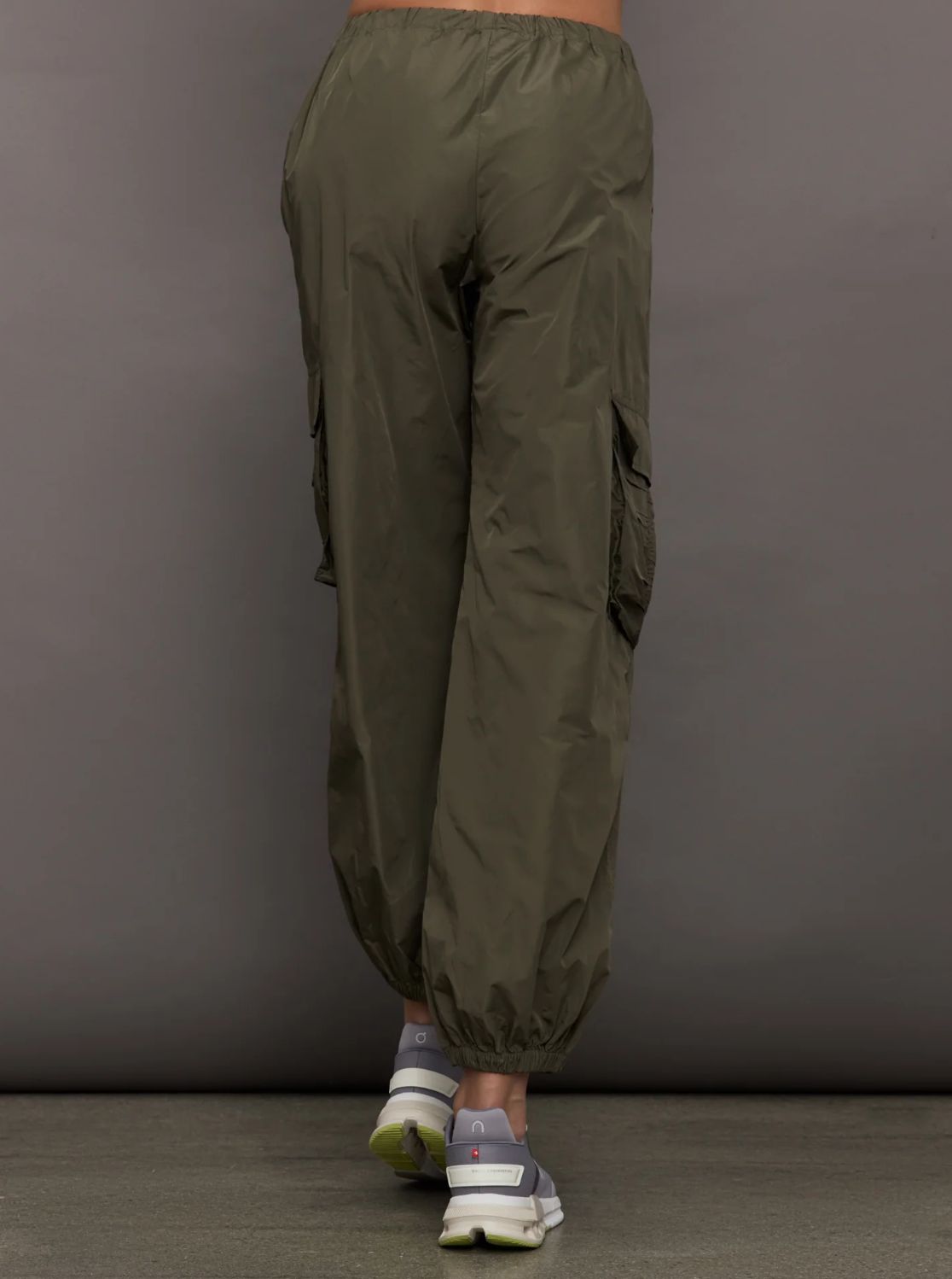 THEO The Label Theia Taffeta Cargo Pant in Army Green