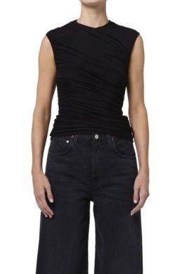 AGolde Ester Twist Tank, Color: Black, Size: XS