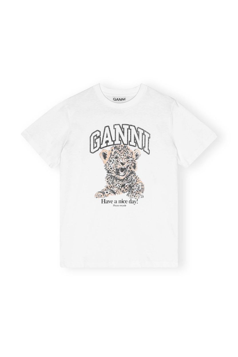 GANNI Leopard Basic Jersey Tee