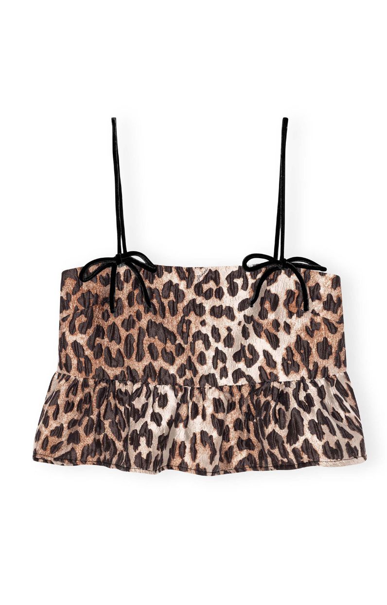 GANNI Leopard 3D Jacquard Top