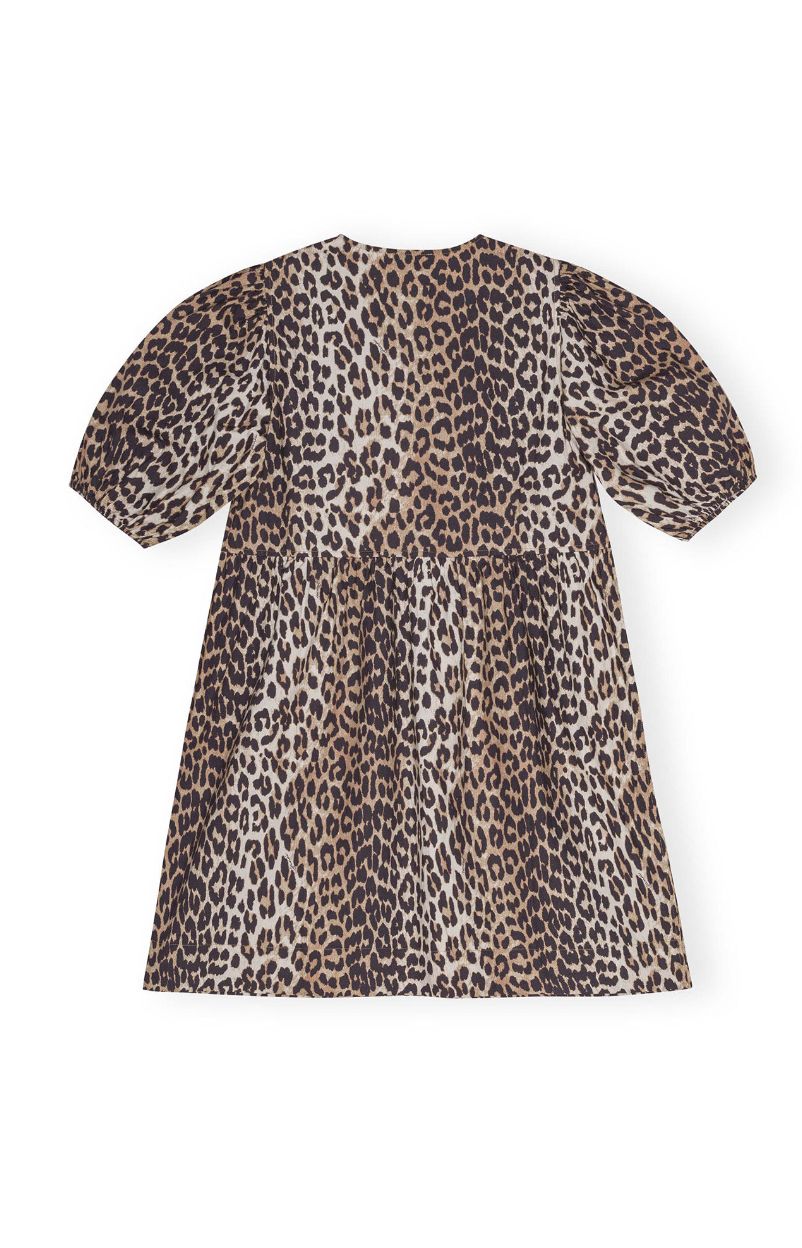 GANNI Leopard Tie String Mini Dress