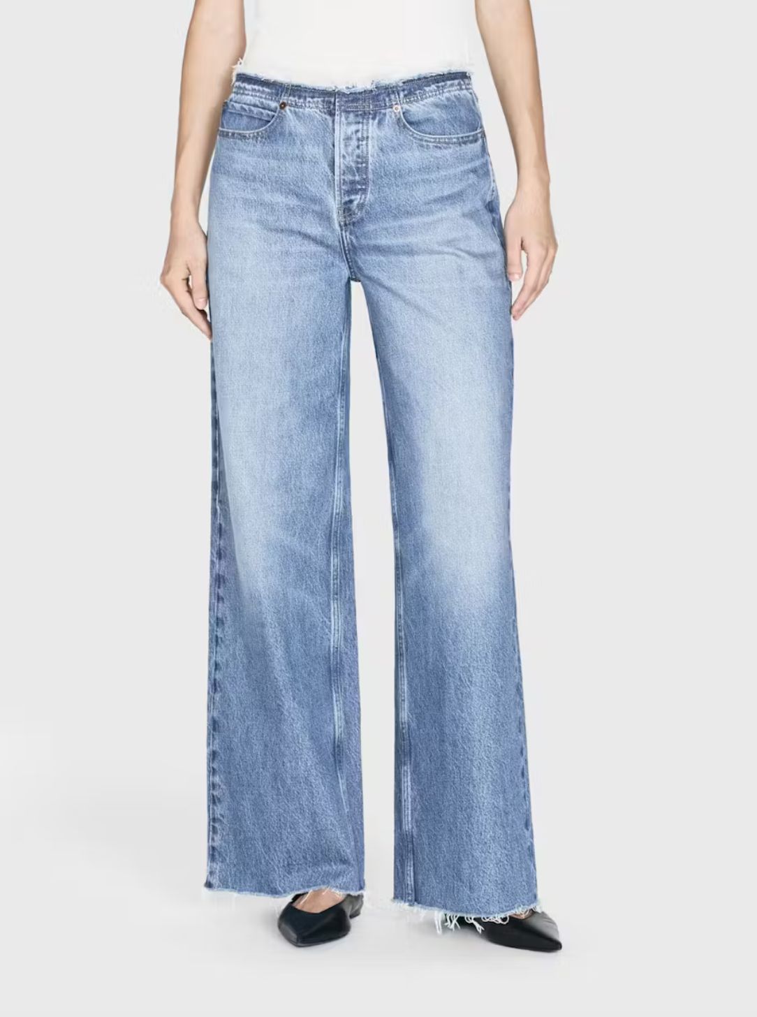 Frame Le Low Baggy Wide Leg Cut Off Jean in Crosbie