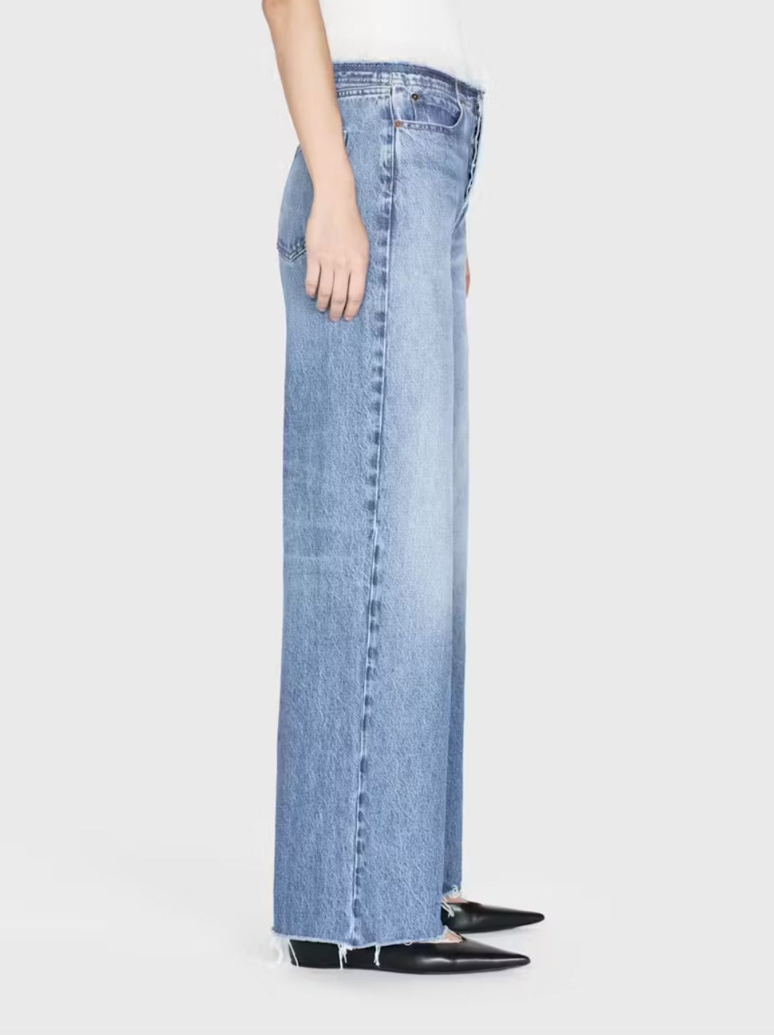 Frame Le Low Baggy Wide Leg Cut Off Jean in Crosbie