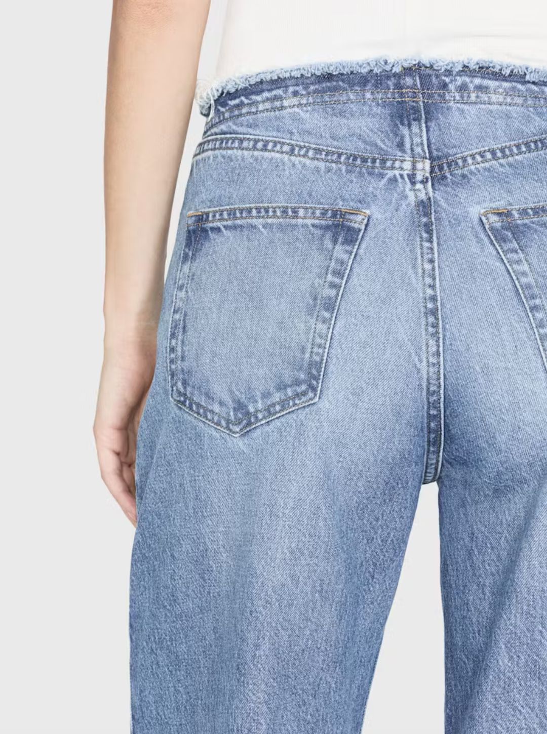 Frame Le Low Baggy Wide Leg Cut Off Jean in Crosbie