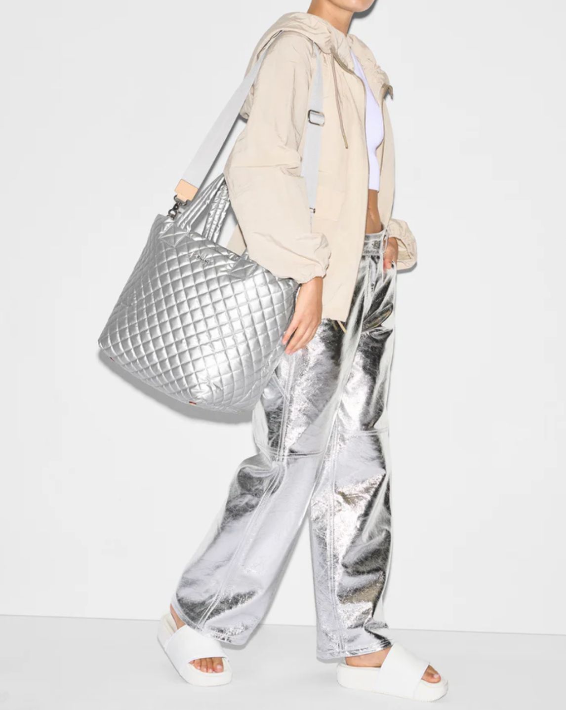 MZ Wallace Metro Tote Deluxe Matte Silver