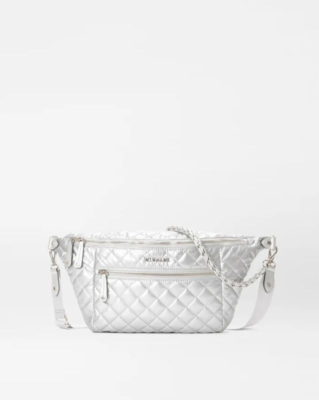 MZ Wallace Crosby Sling Bag in Matte Silver