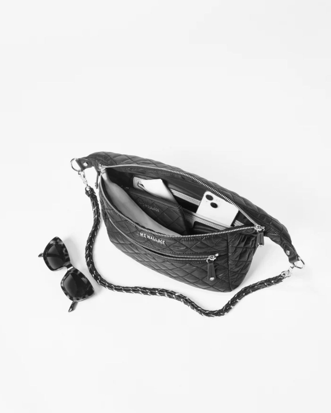 MZ Wallace Crosby Sling Bag in Matte Silver