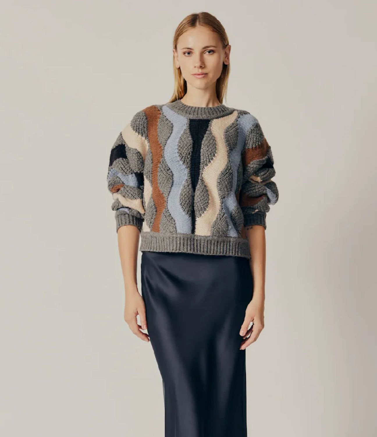 Deluc Peris Sweater in Camel Grey Melange