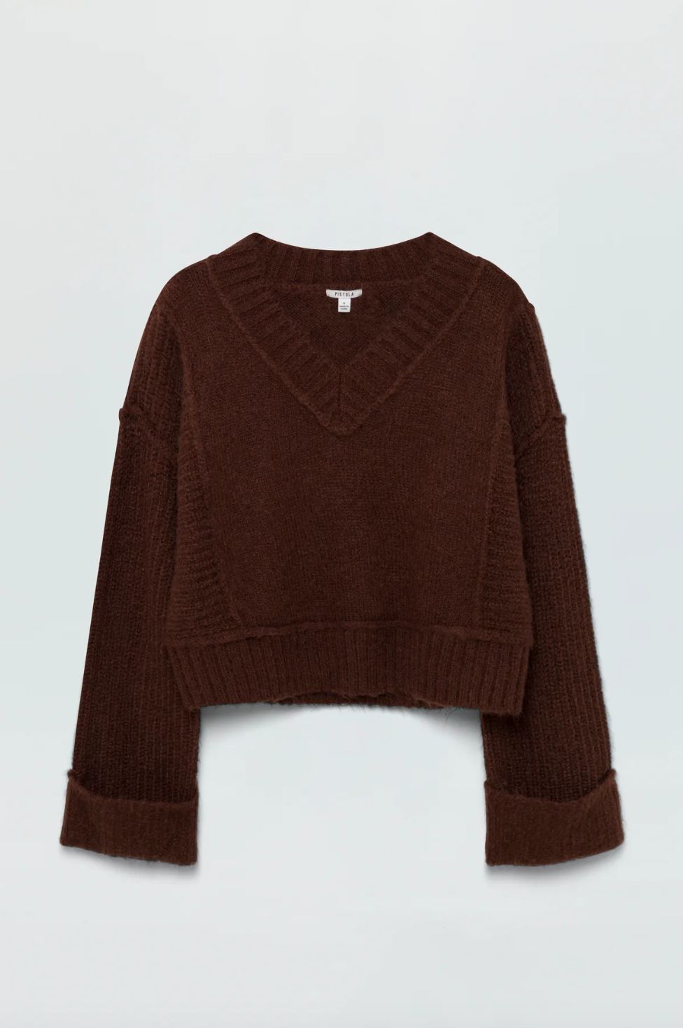 Pistola Joy Cropped Boxy Sweater in Dark Roast