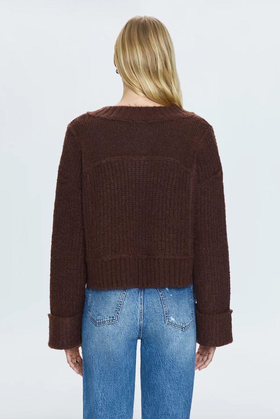 Pistola Joy Cropped Boxy Sweater in Dark Roast