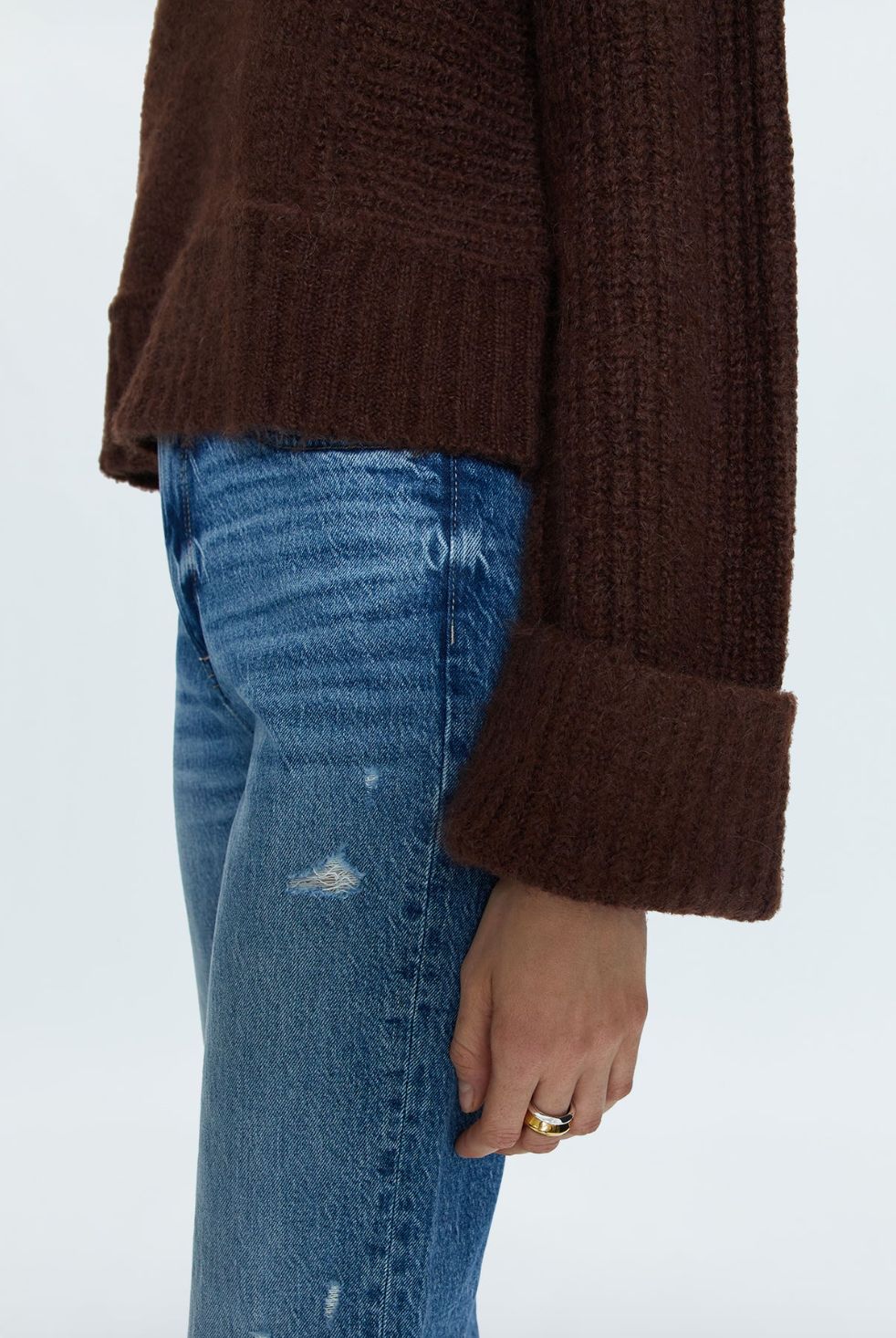 Pistola Joy Cropped Boxy Sweater in Dark Roast