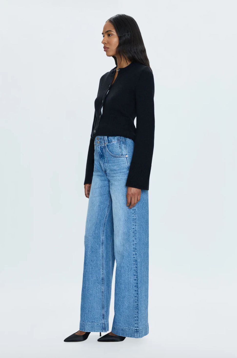 Pistola Lana Double Button High Rise Wide Leg Jean in Gallery