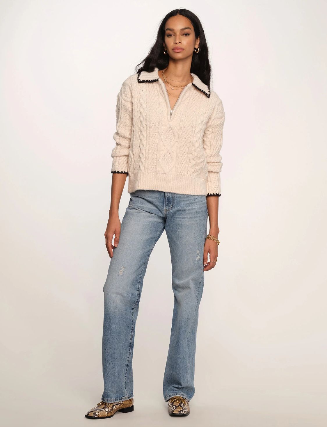 Heartloom Ivana Half-Zip Cable Sweater