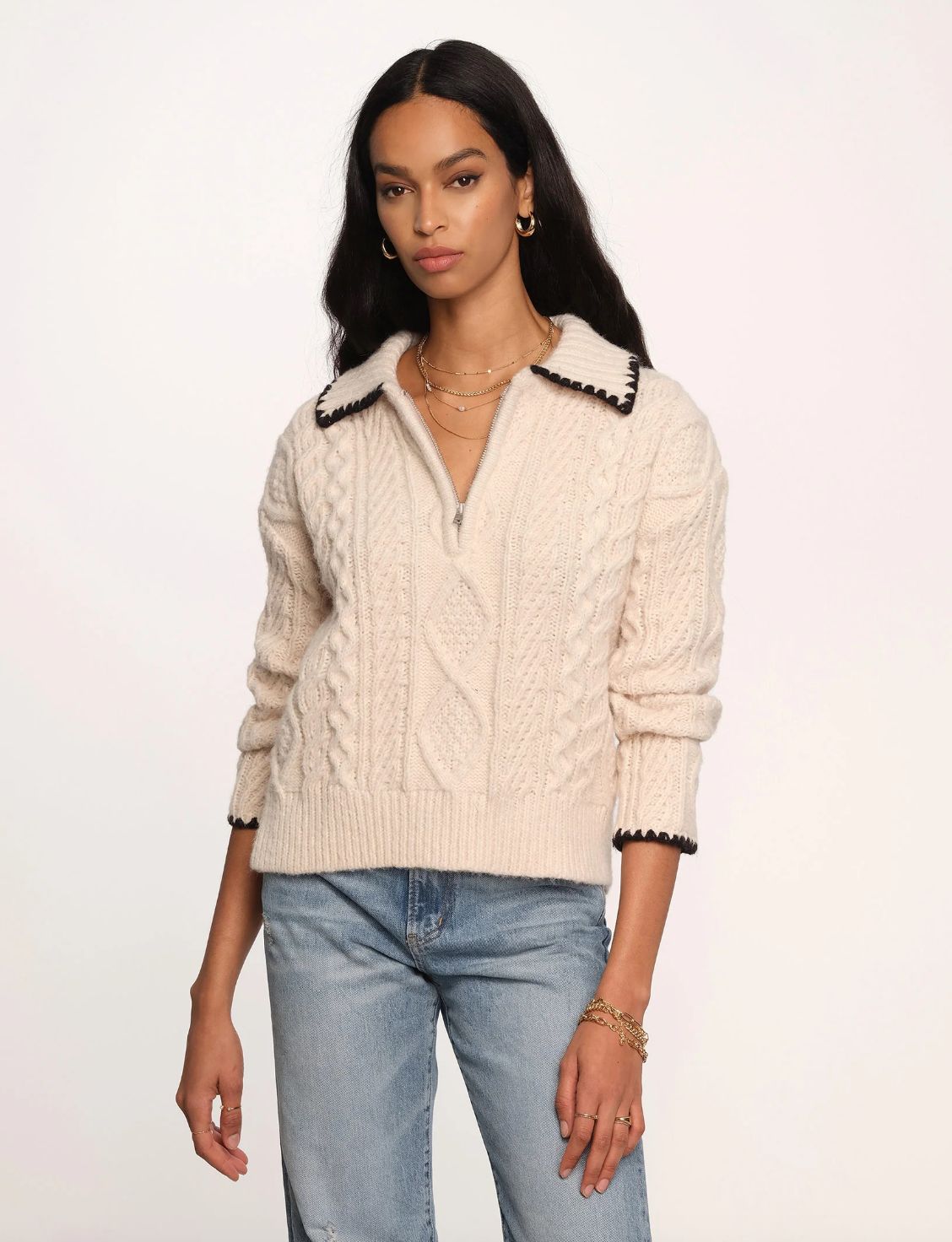 Heartloom Ivana Half-Zip Cable Sweater