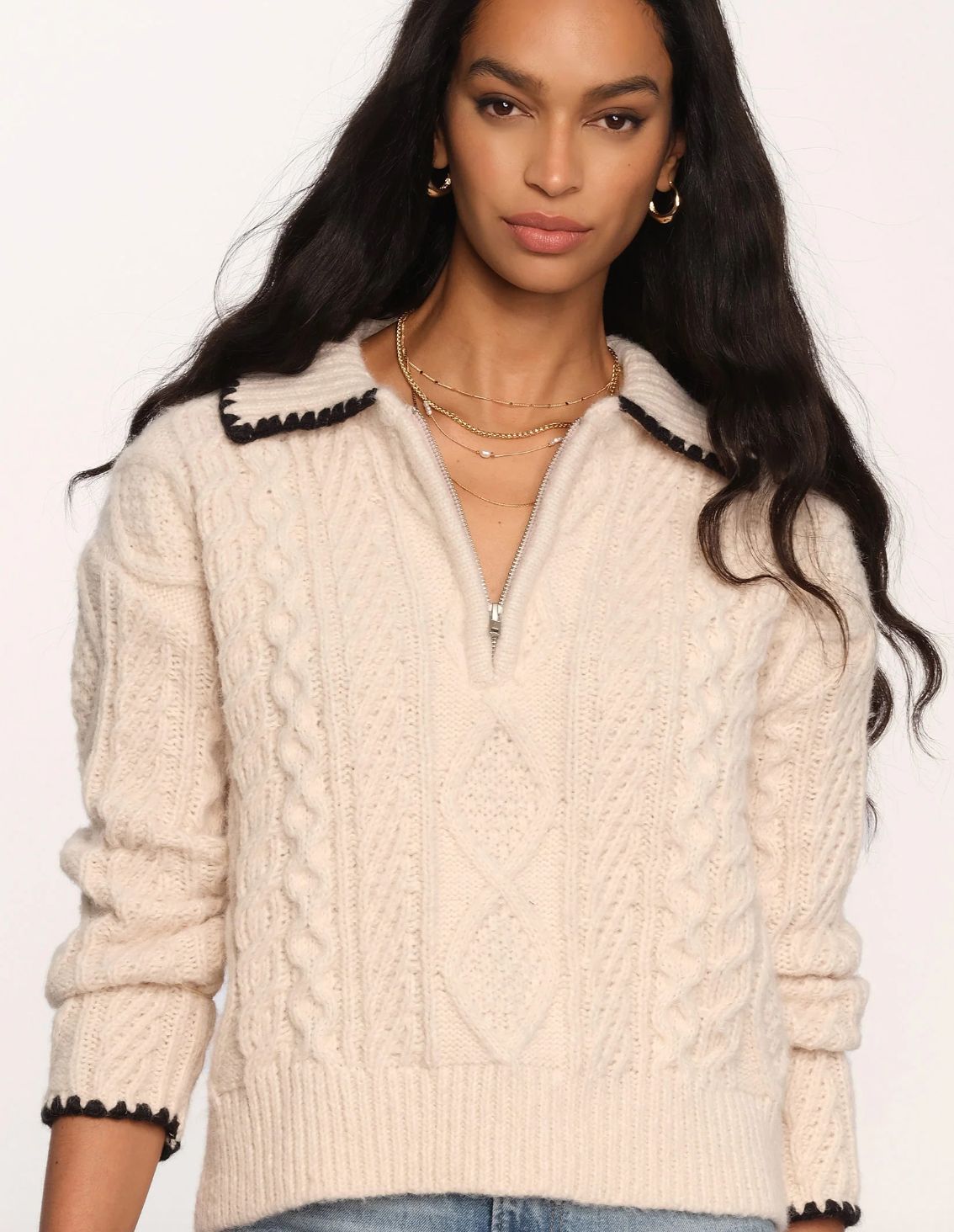 Heartloom Ivana Half-Zip Cable Sweater