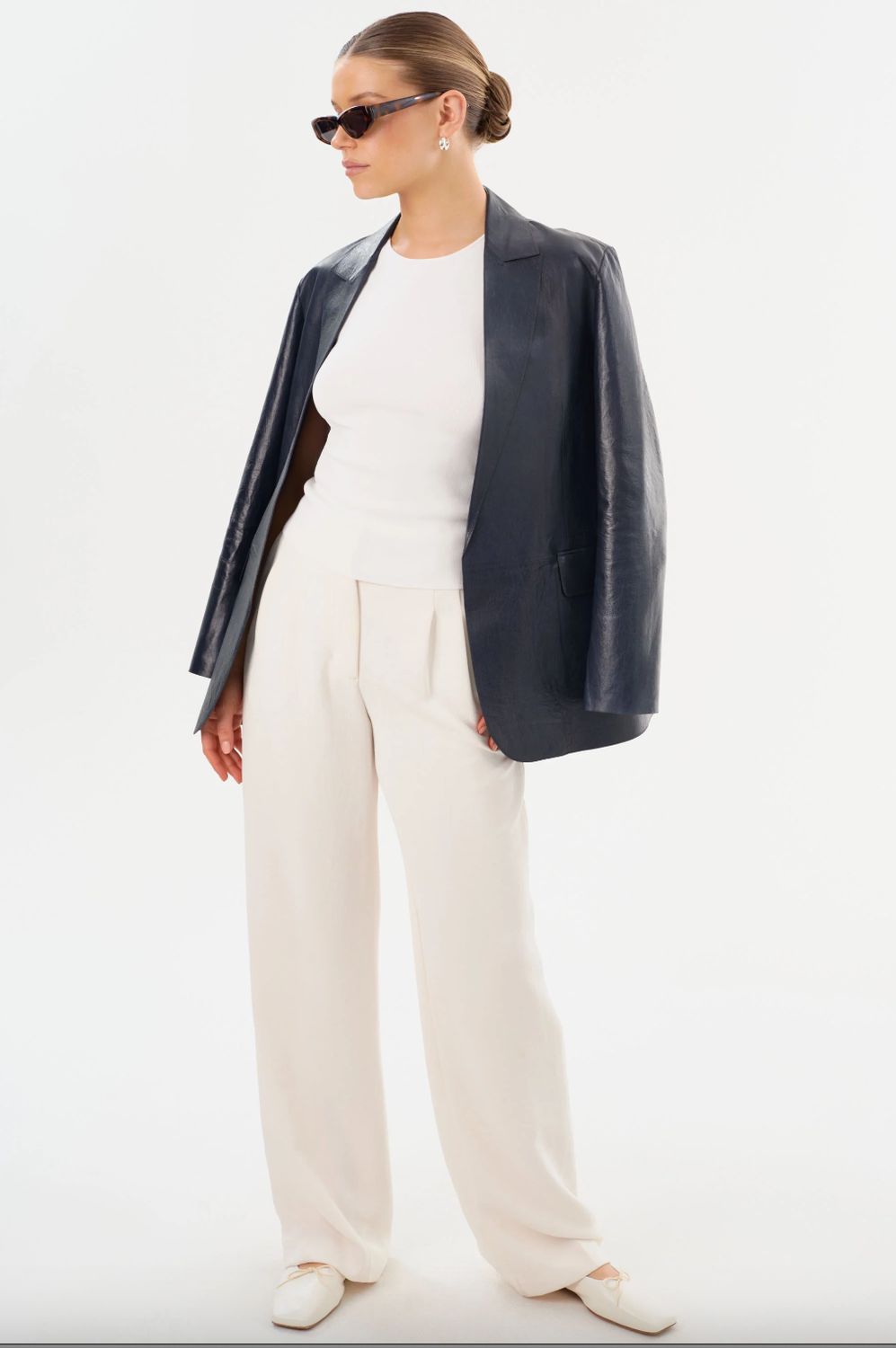 Lamarque Quirina Navy Leather Blazer