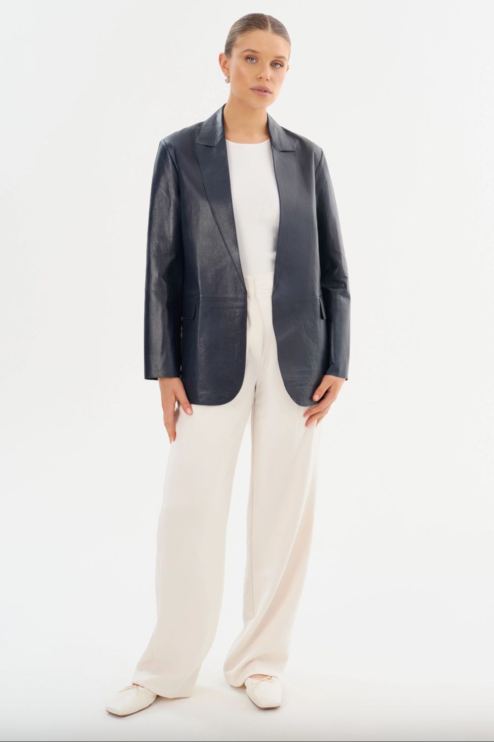 Lamarque Quirina Navy Leather Blazer