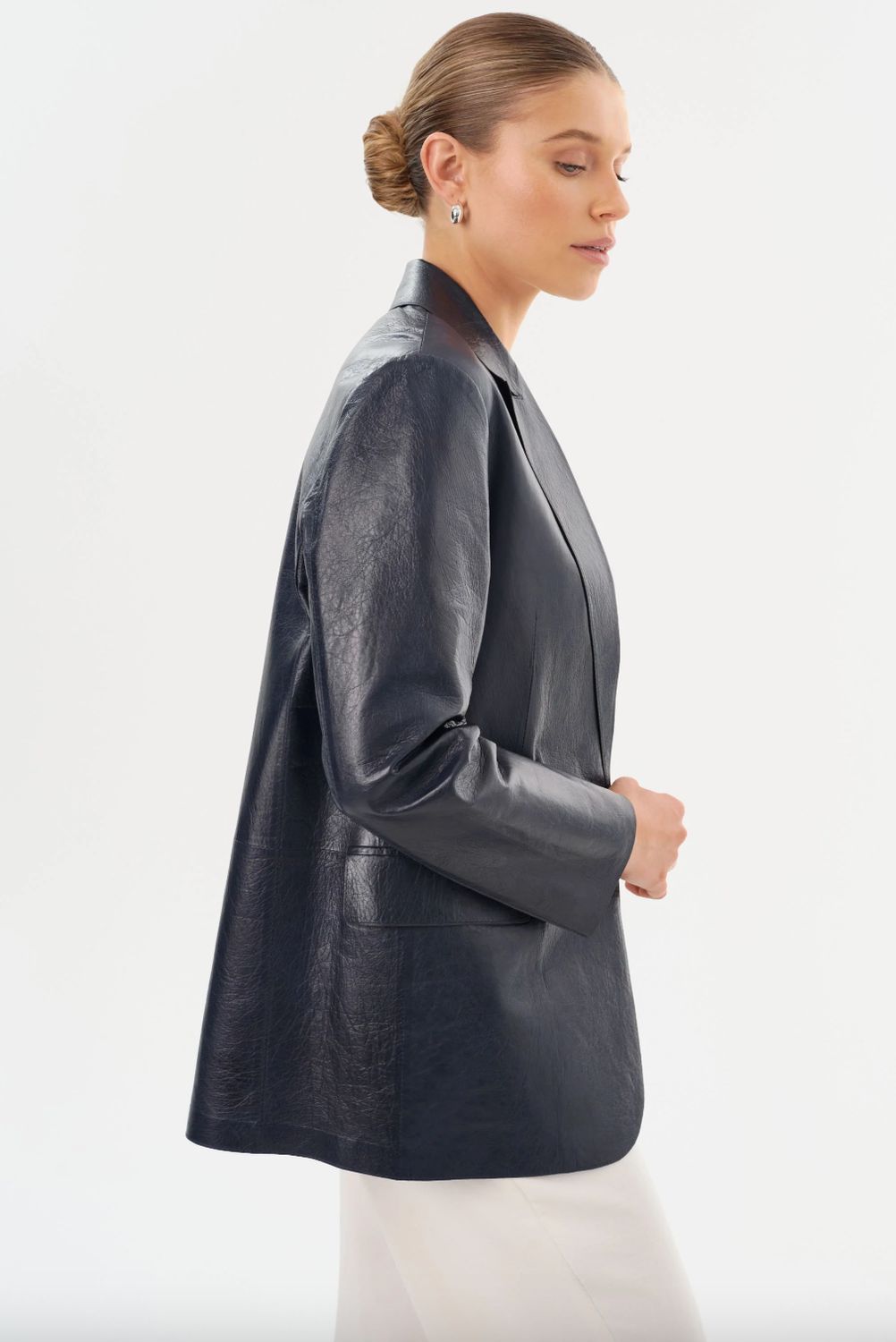 Lamarque Quirina Navy Leather Blazer