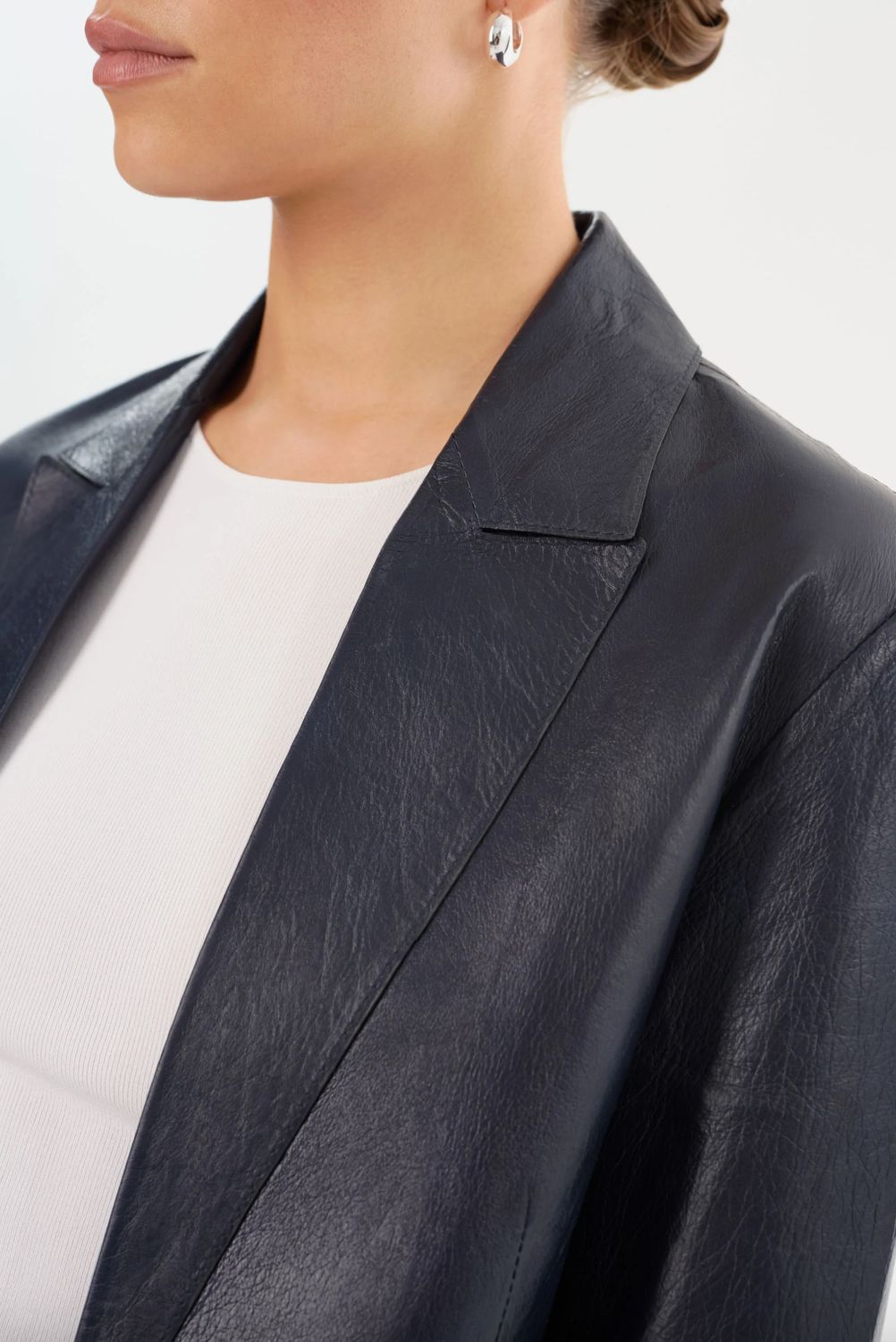 Lamarque Quirina Navy Leather Blazer