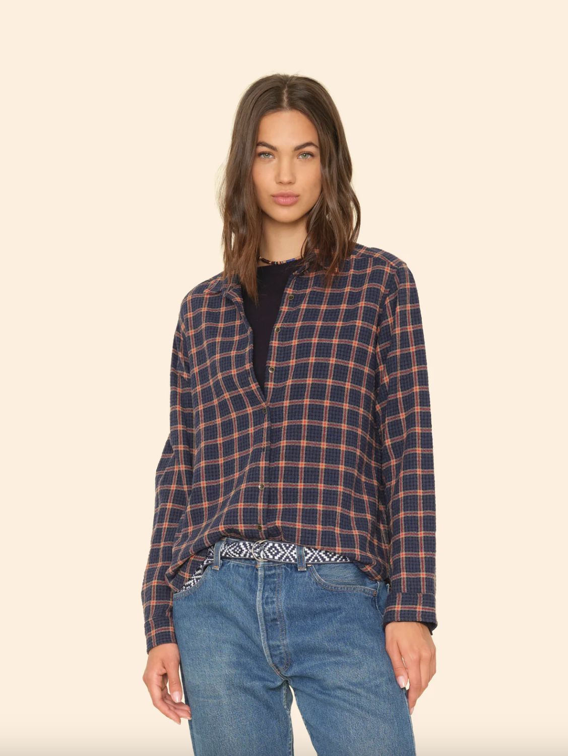 Xirena Scout Shirt in Navy Brick Check