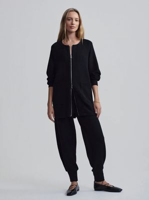 Varley Augusta Long Zip-Through Sweatshirt in Black
