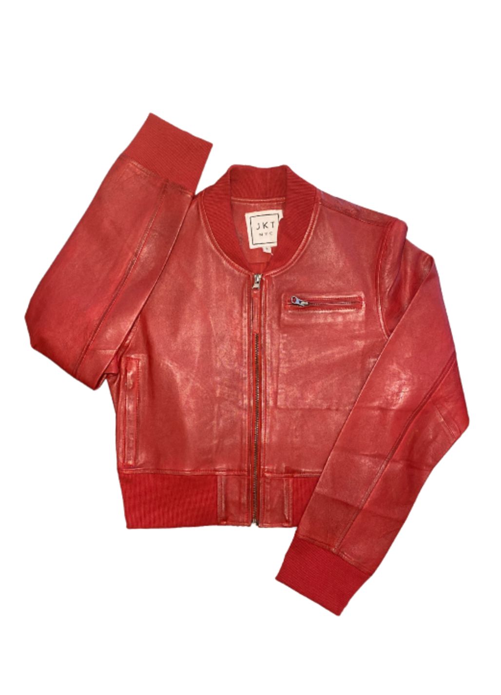Jakett Collins Cropped Stonewash Leather Bomber