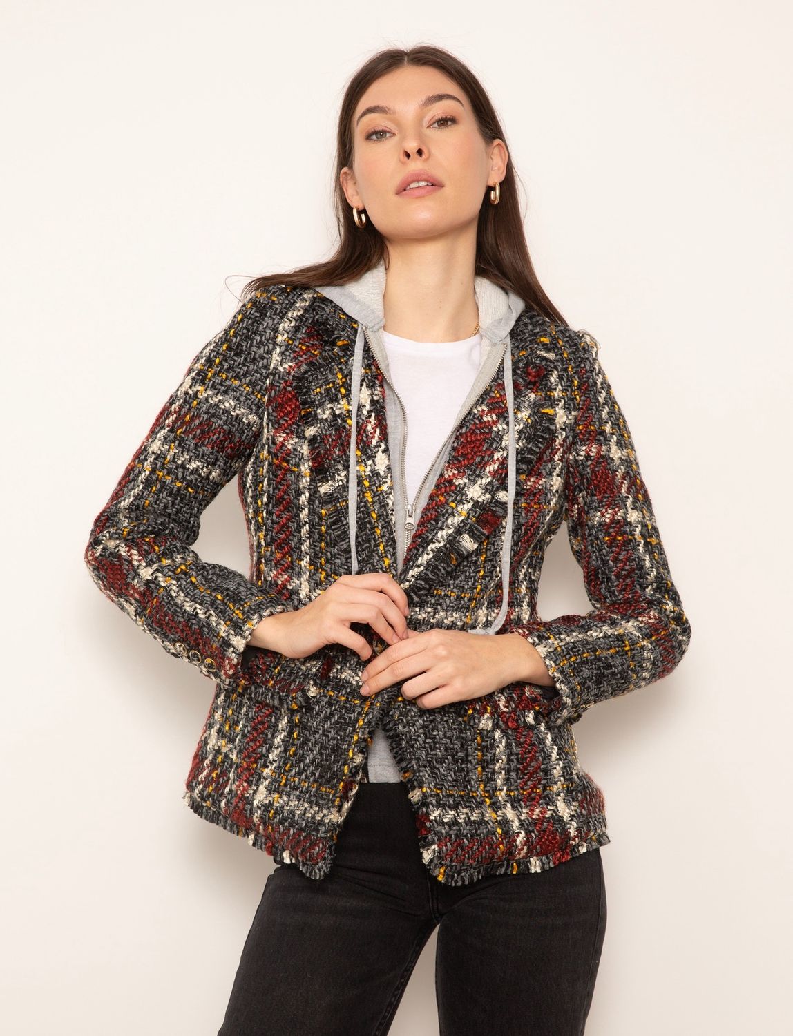 Central Park West Barrett Frayed Tweed Jacket