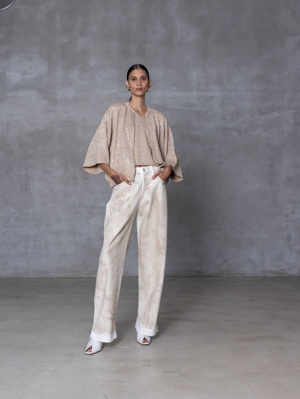 Nude Garment Dye White Jean