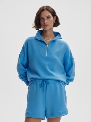 Varley Hawley Half Zip Sweat in Azure Blue