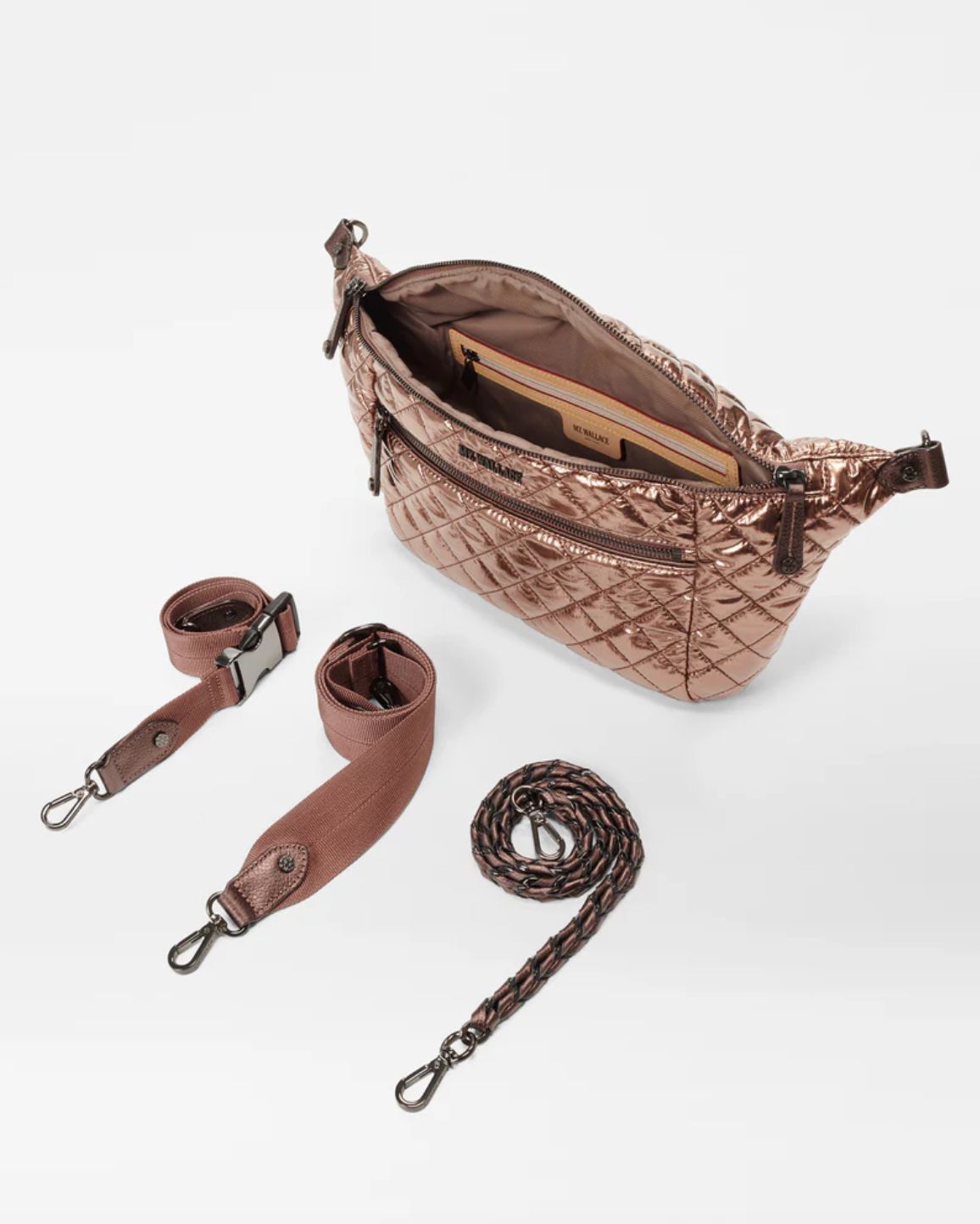 MZ Wallace Crosby Sling Bag in Copper Metallic Lacquer