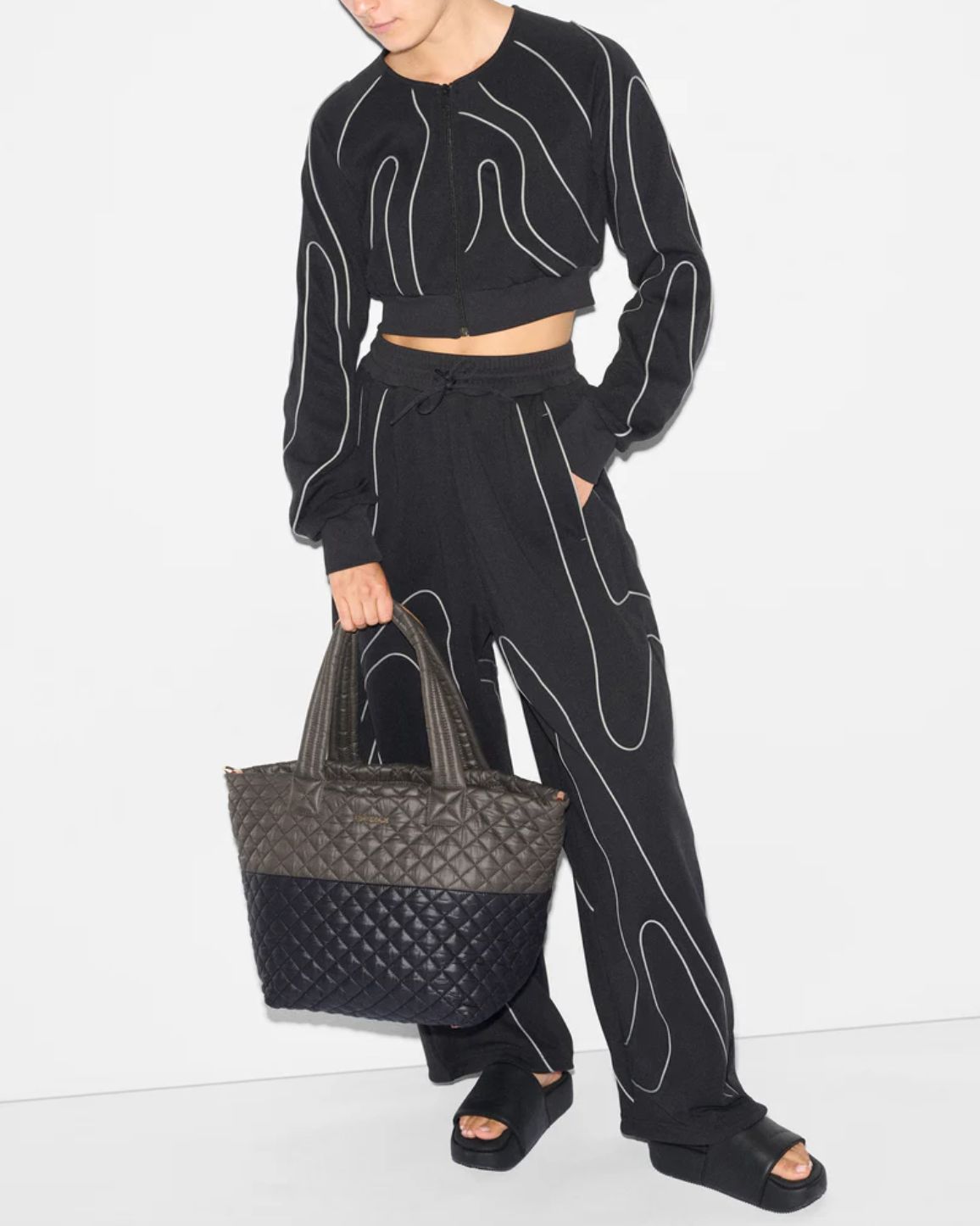 MZ Wallace Medium Metro Tote Deluxe in Black/Magnet
