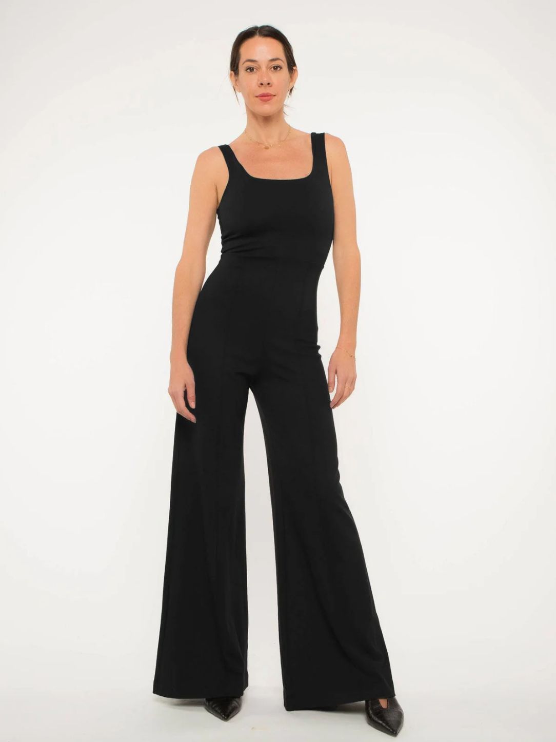 Ripley Rader Ponte Knit Tank Wide Leg Jumpsuit in Black