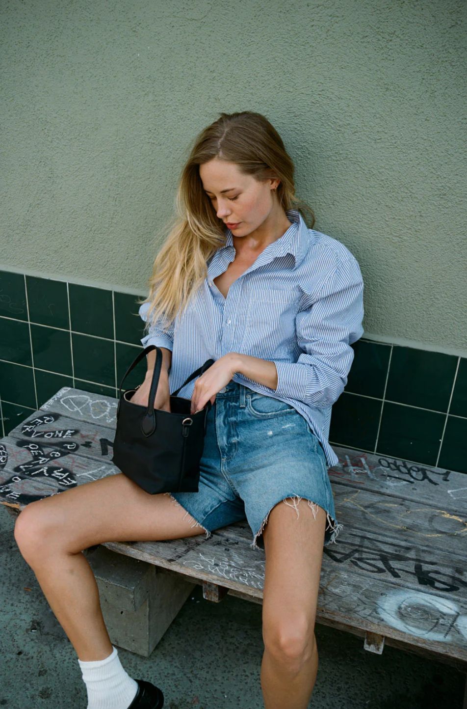 AMO Ruth Oversized Shirt Blue Stripe