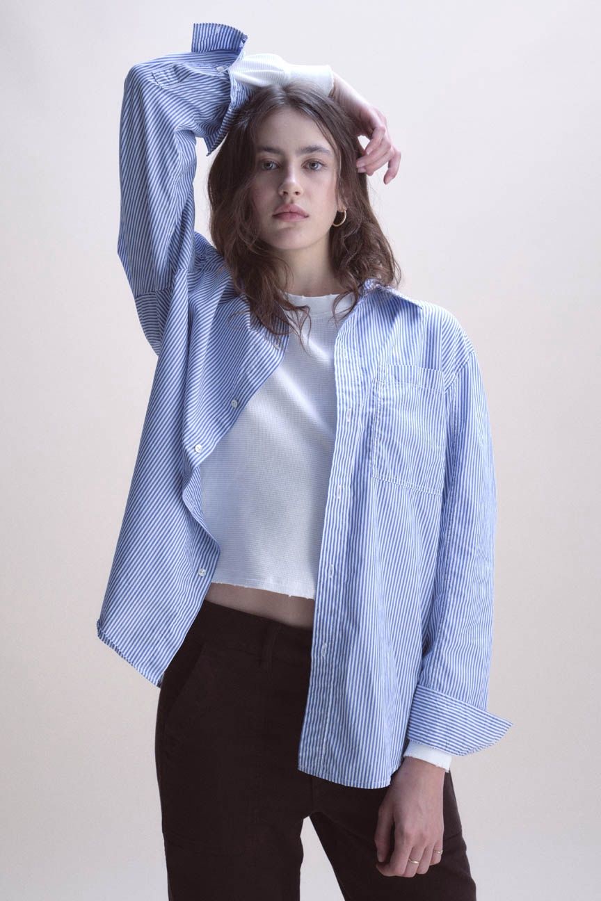 AMO Ruth Oversized Shirt Blue Stripe