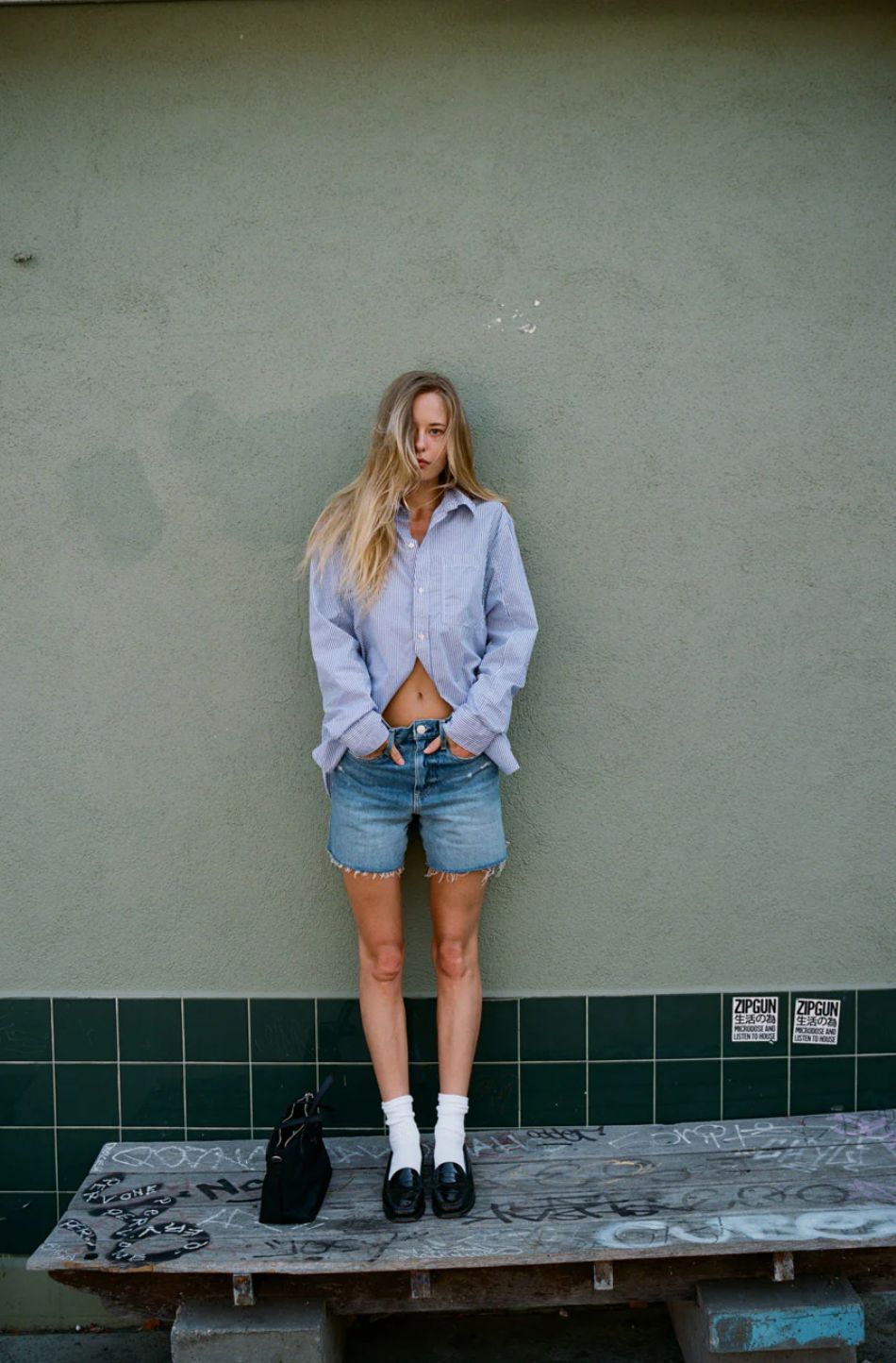 AMO Ruth Oversized Shirt Blue Stripe