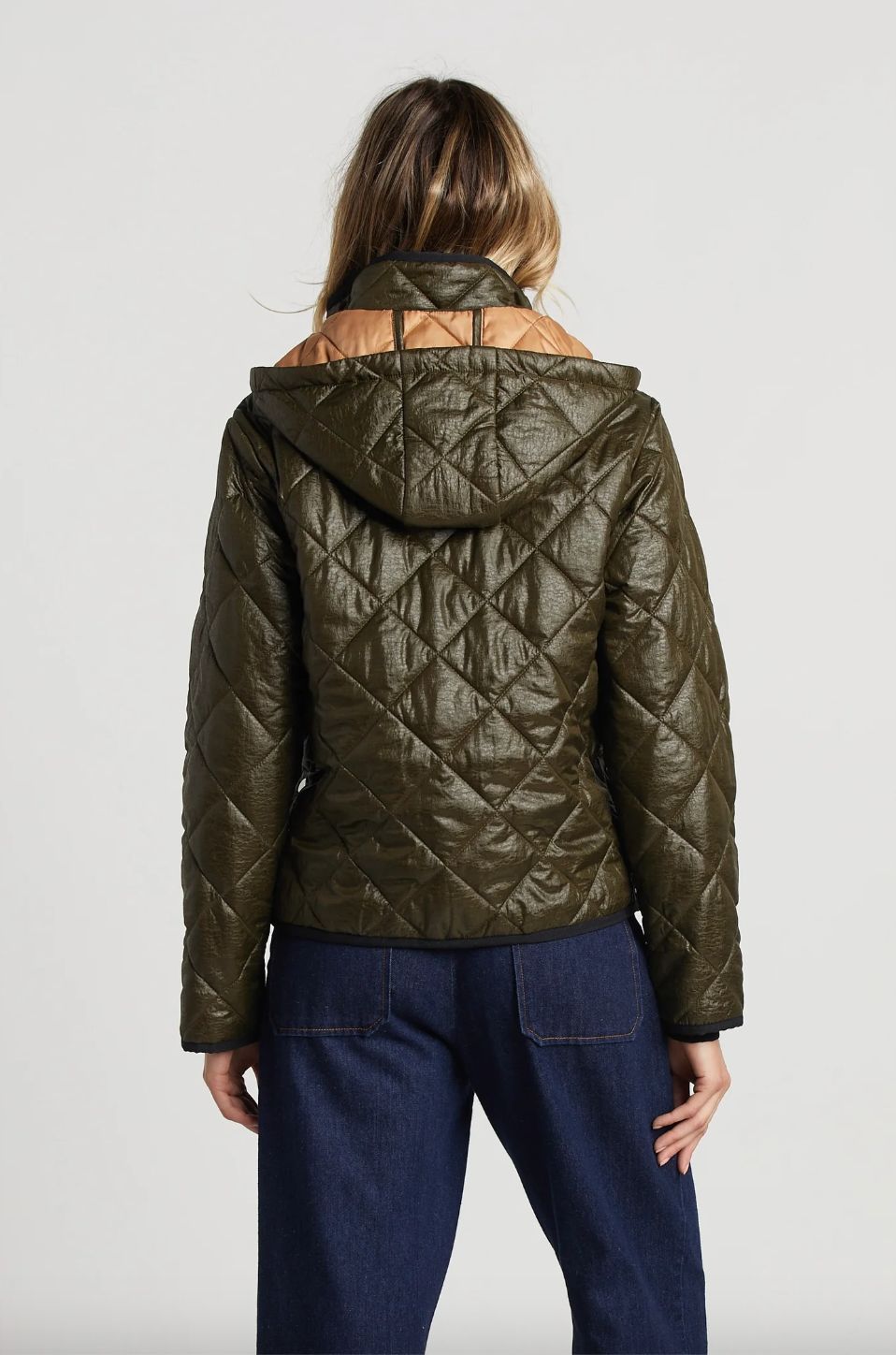 Adroit Shelby Quilted Coat in Army Green