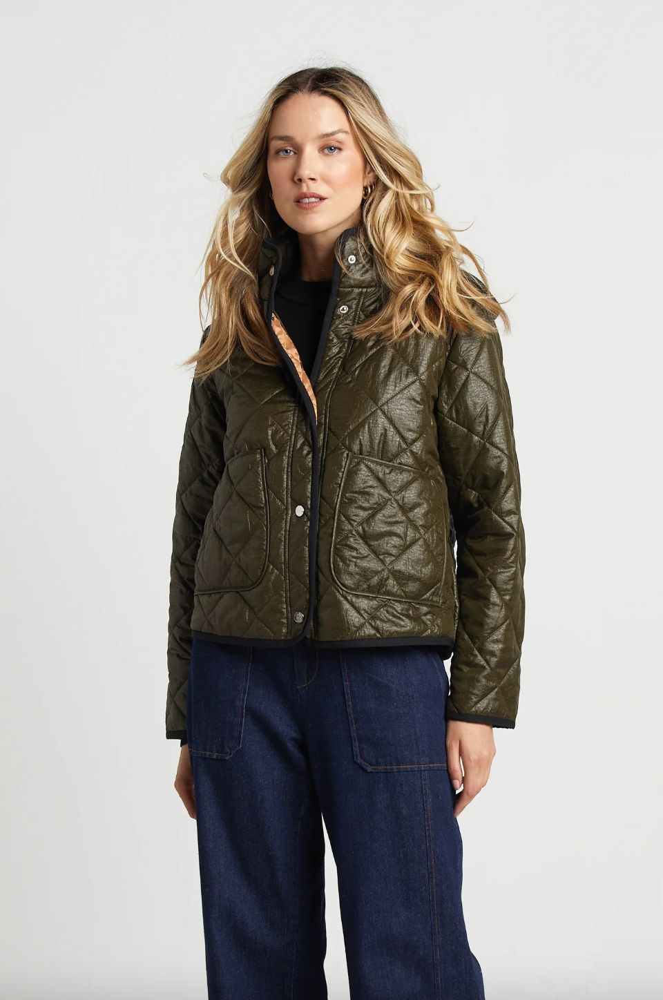 Adroit Shelby Quilted Coat in Army Green