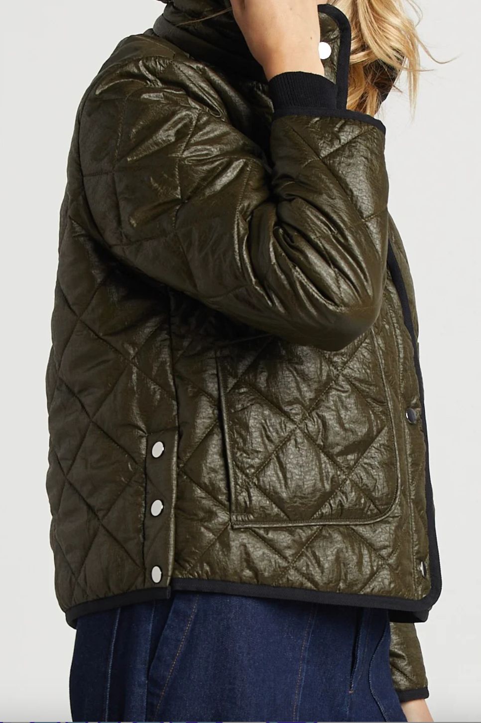Adroit Shelby Quilted Coat in Army Green