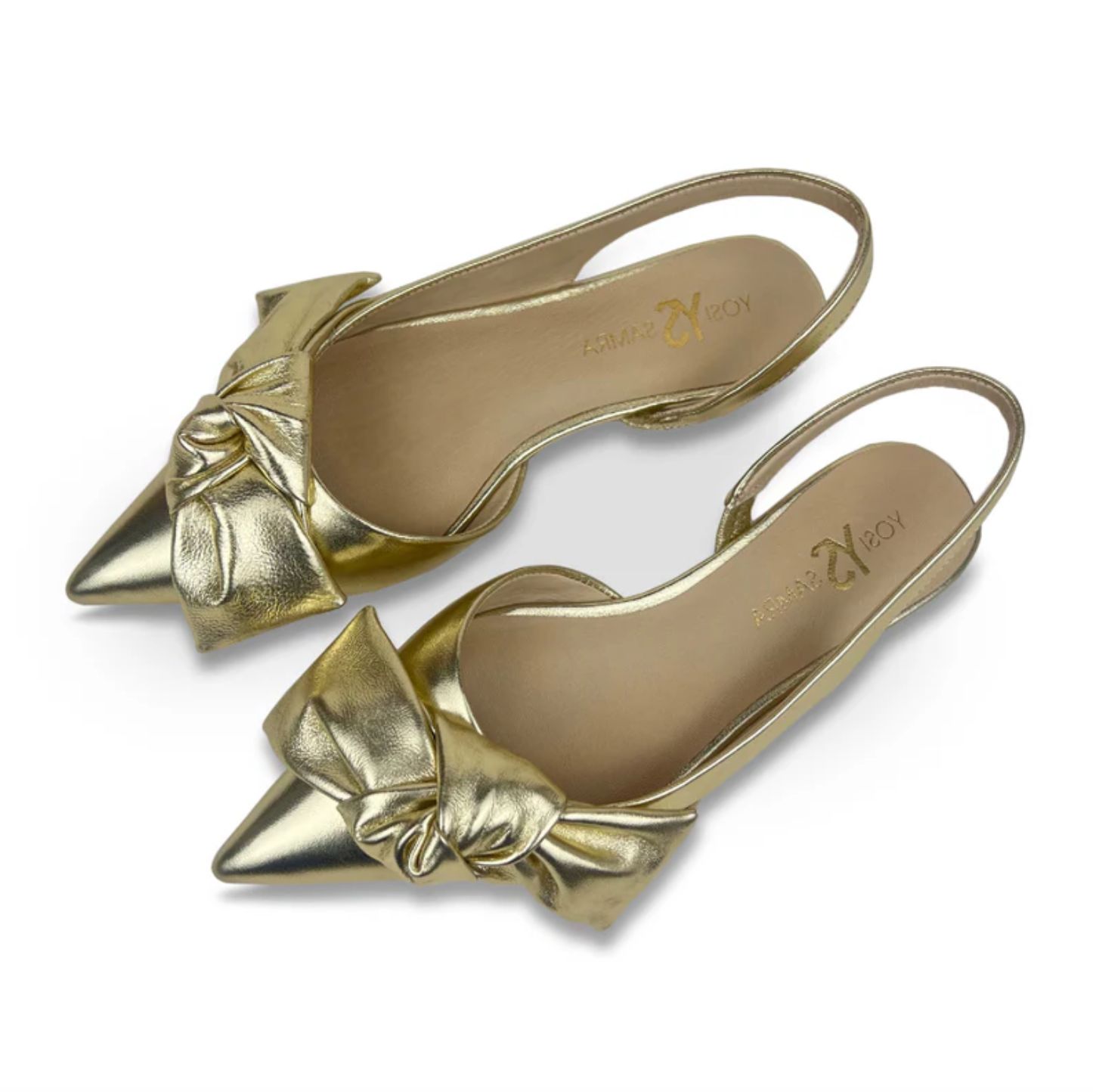 Yosi Samra Violet Slingback in Metallic Gold