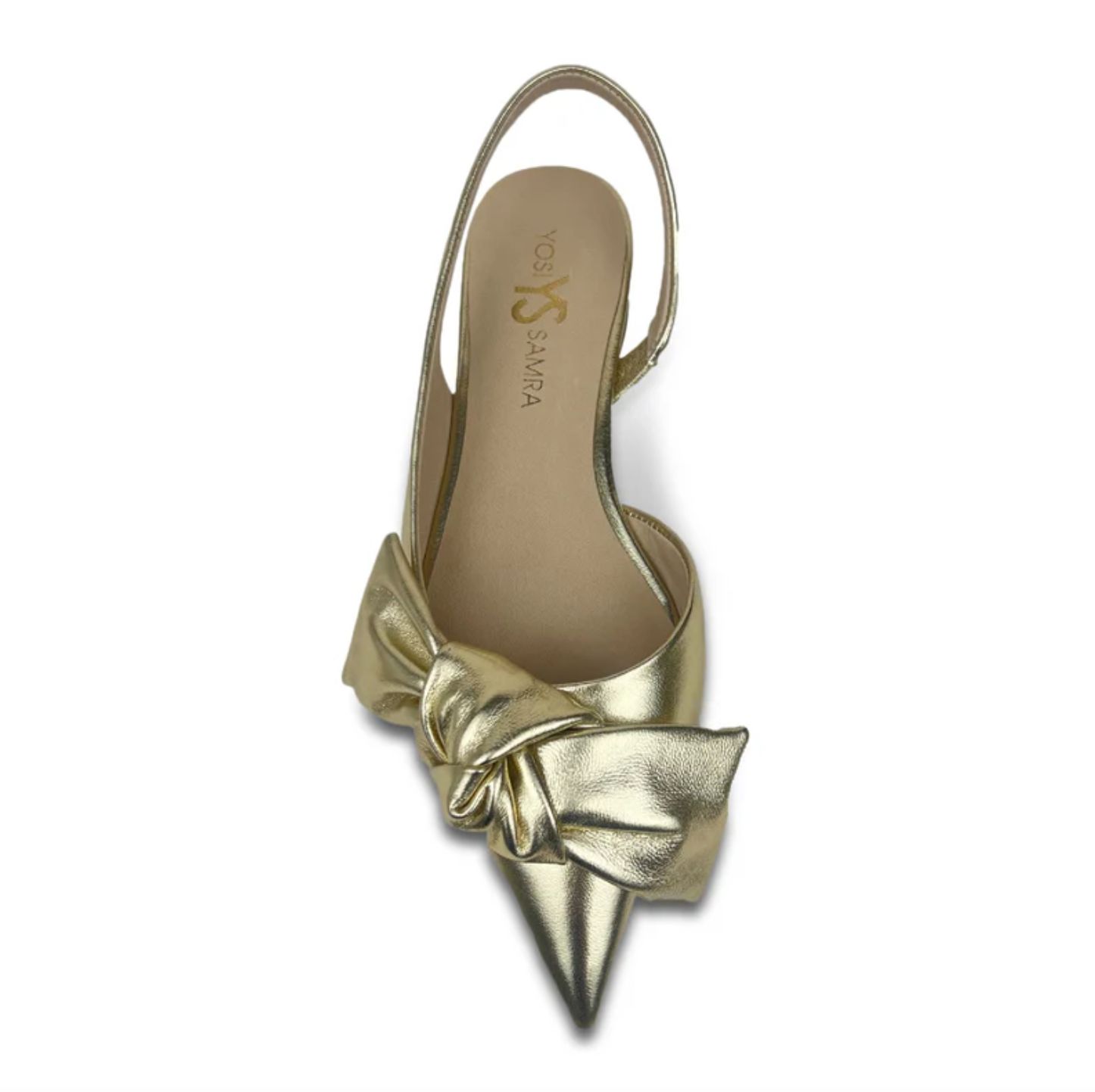 Yosi Samra Violet Slingback in Metallic Gold