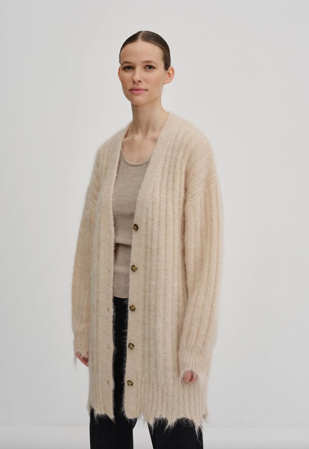 Herskind Long Knit Cardigan, Color: Cream, Size: XS