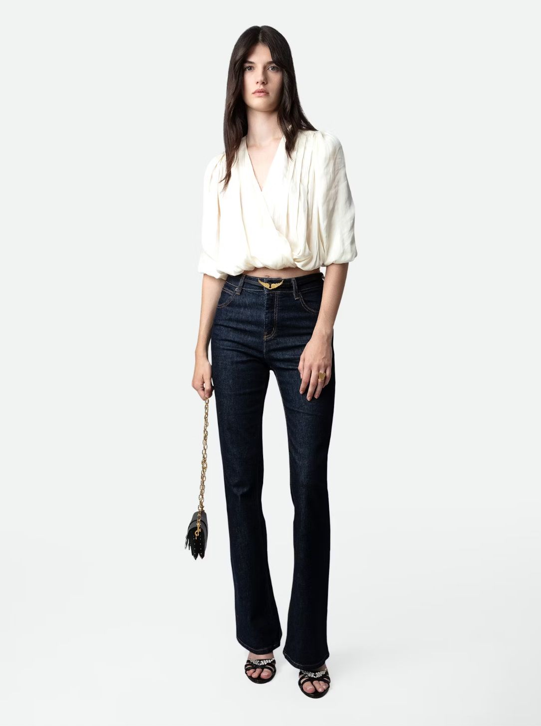 Zadig  &amp; Voltaire Tyfon Draped Satin Blouse in Ivory