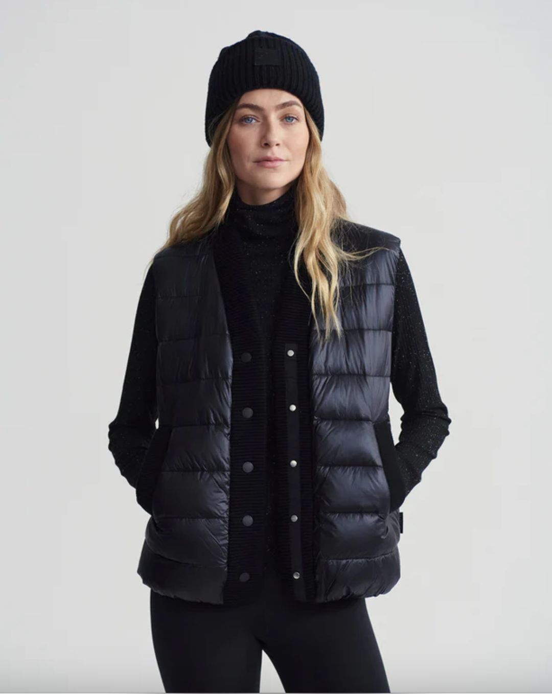 Varley Colwyn Combo Boxy Puffer Vest in Black