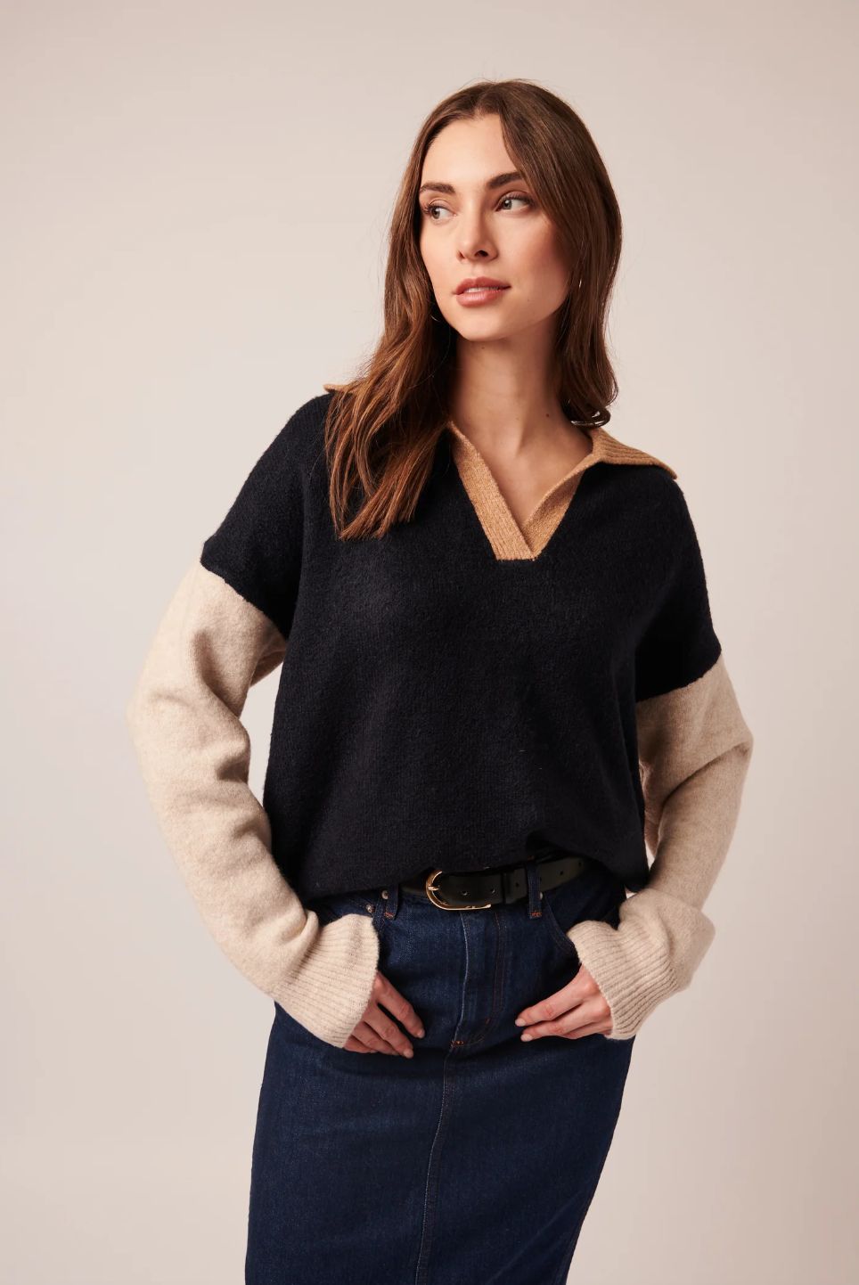 LINE Raelyn Color Block Collar Sweater